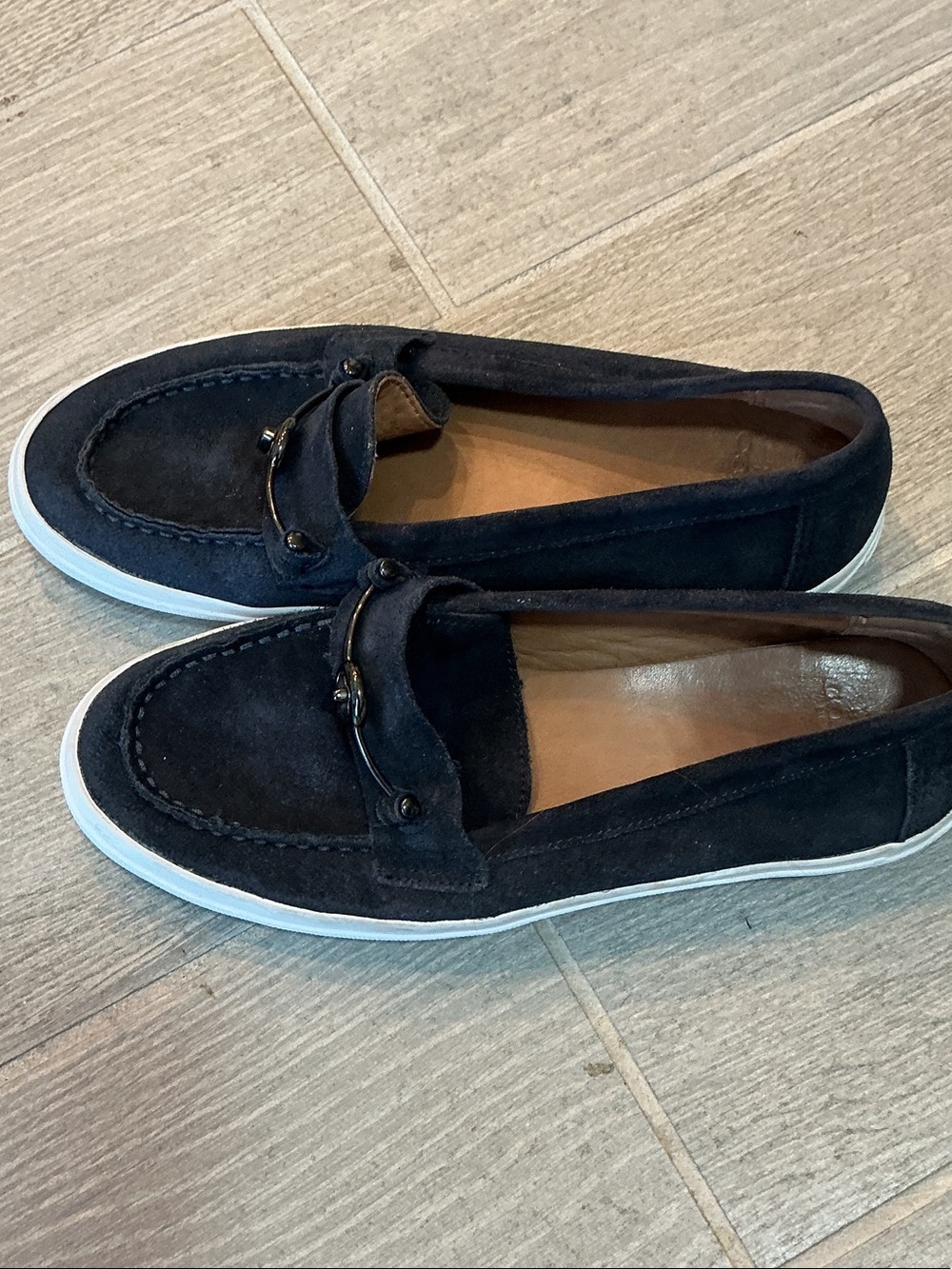 Coach Corey Navy Suede Women's Slip-On Loafers with Metal Bit Women’s Sz. 8.5B - Picture 2 of 5
